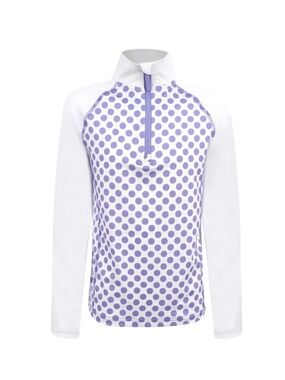 Little Miss Tennis Girls XS Quarter Zip Pullover Lavender Polka Dot NWT